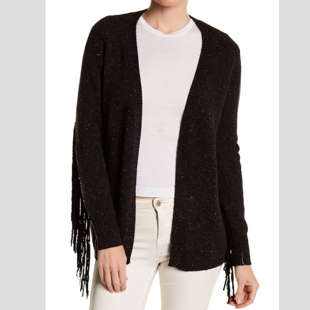 Autum Cashmere Suede Fringe Cashmere Open Cardigan